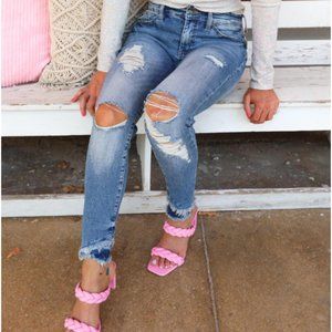 🔥BESTSELLER🔥KANCAN DESTROYED DOUBLE FRAYED HEM DENIM JEANS